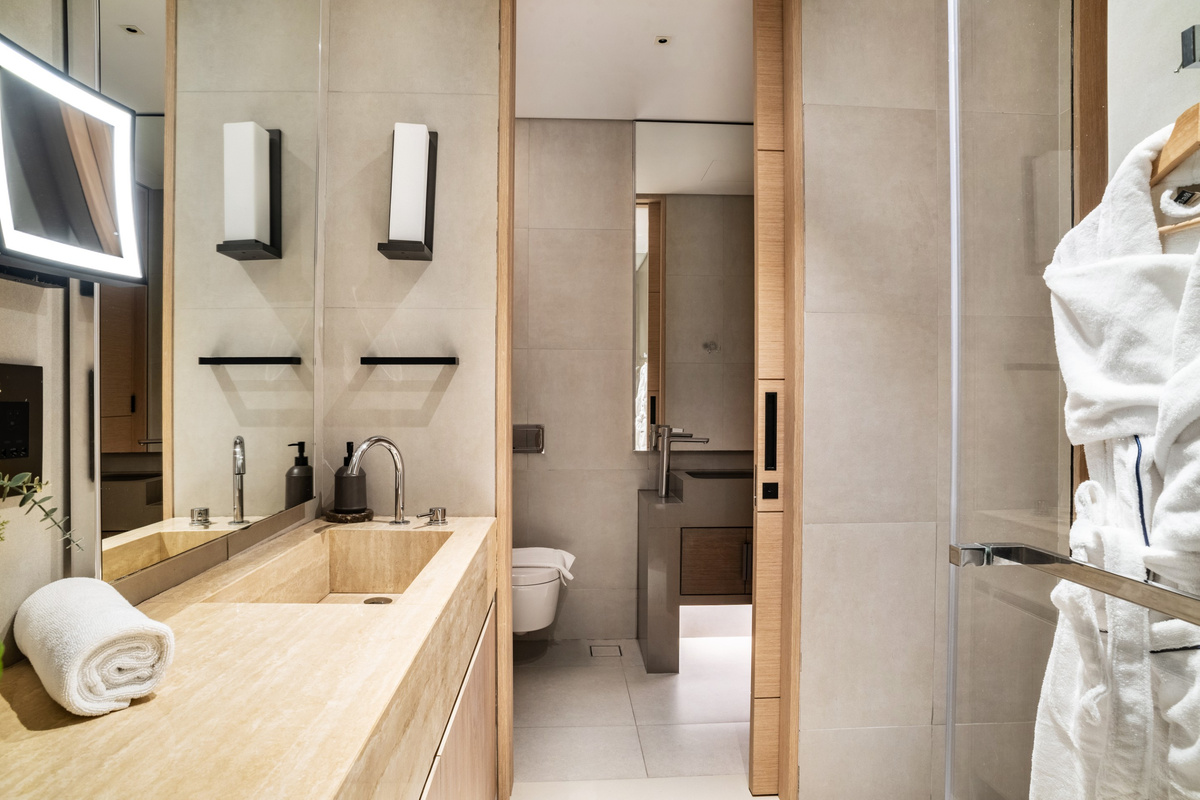 En suite bathroom with large shower room in second bedroom