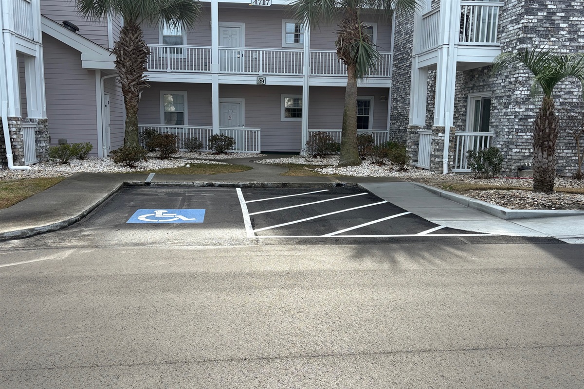 Handicap parking in front of unit