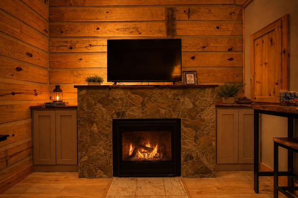 Curl Up by the Stone Fireplace