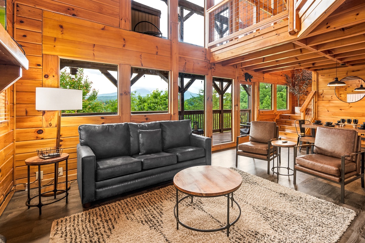 Living room with a queen sleeper sofa