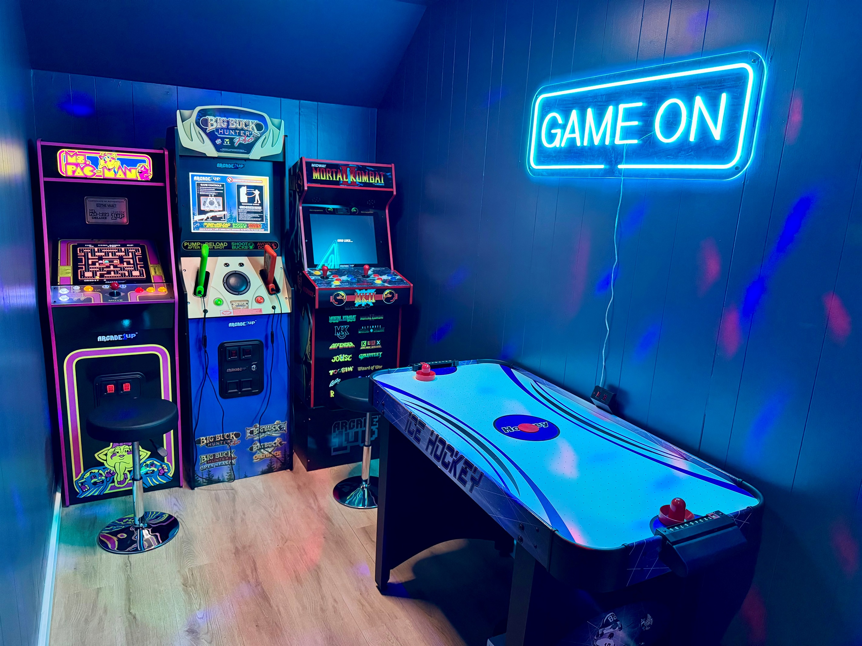 Retro games, air hockey, and neon lights — the ultimate nostalgia fix.
