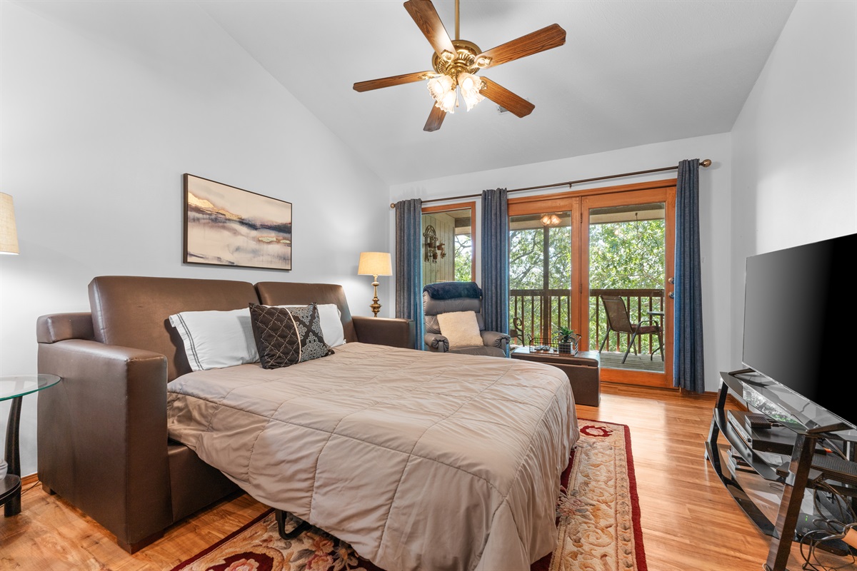 The sleeper sofa adds extra flexibility for kids or an additional guest.