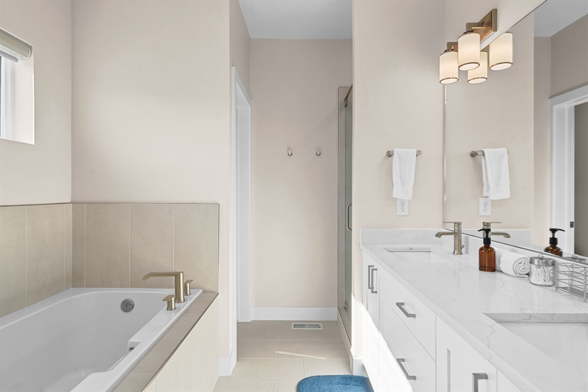Deep soaking tub—perfect for unwinding after a day outdoors.