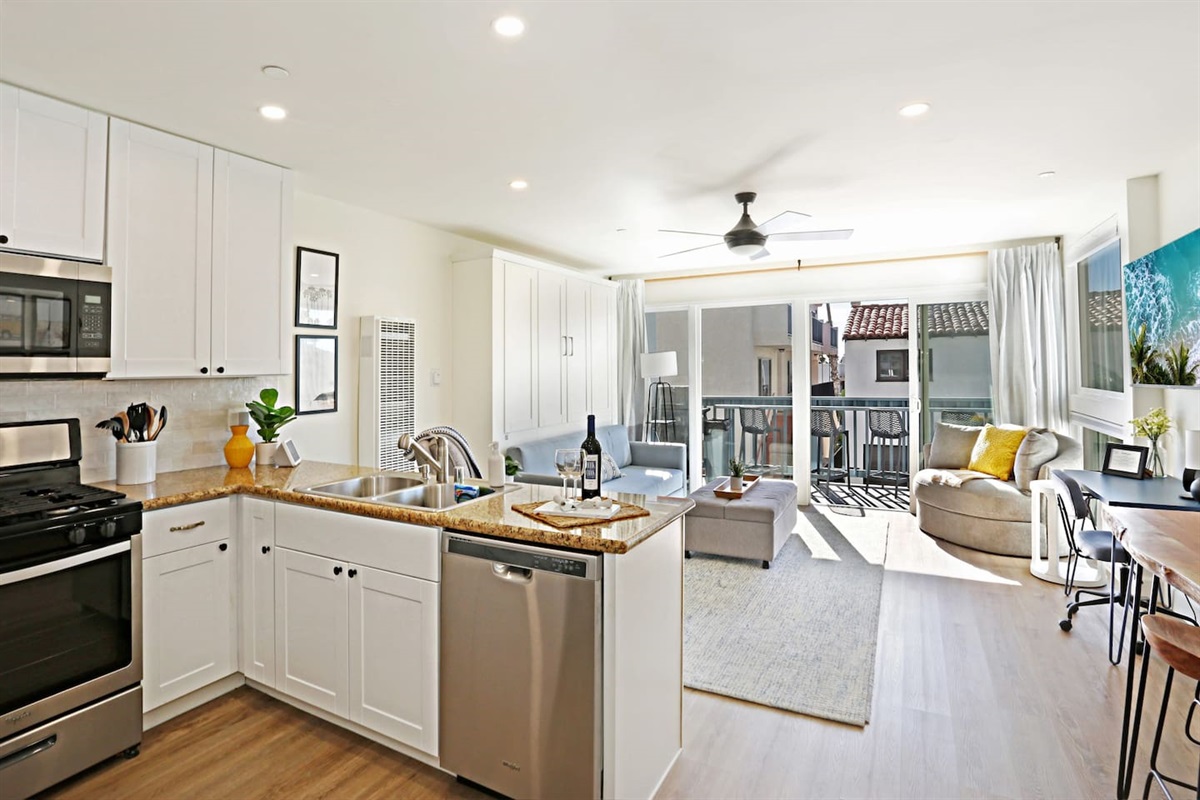 The open floorplan allows everyone to be together even during meal prep.