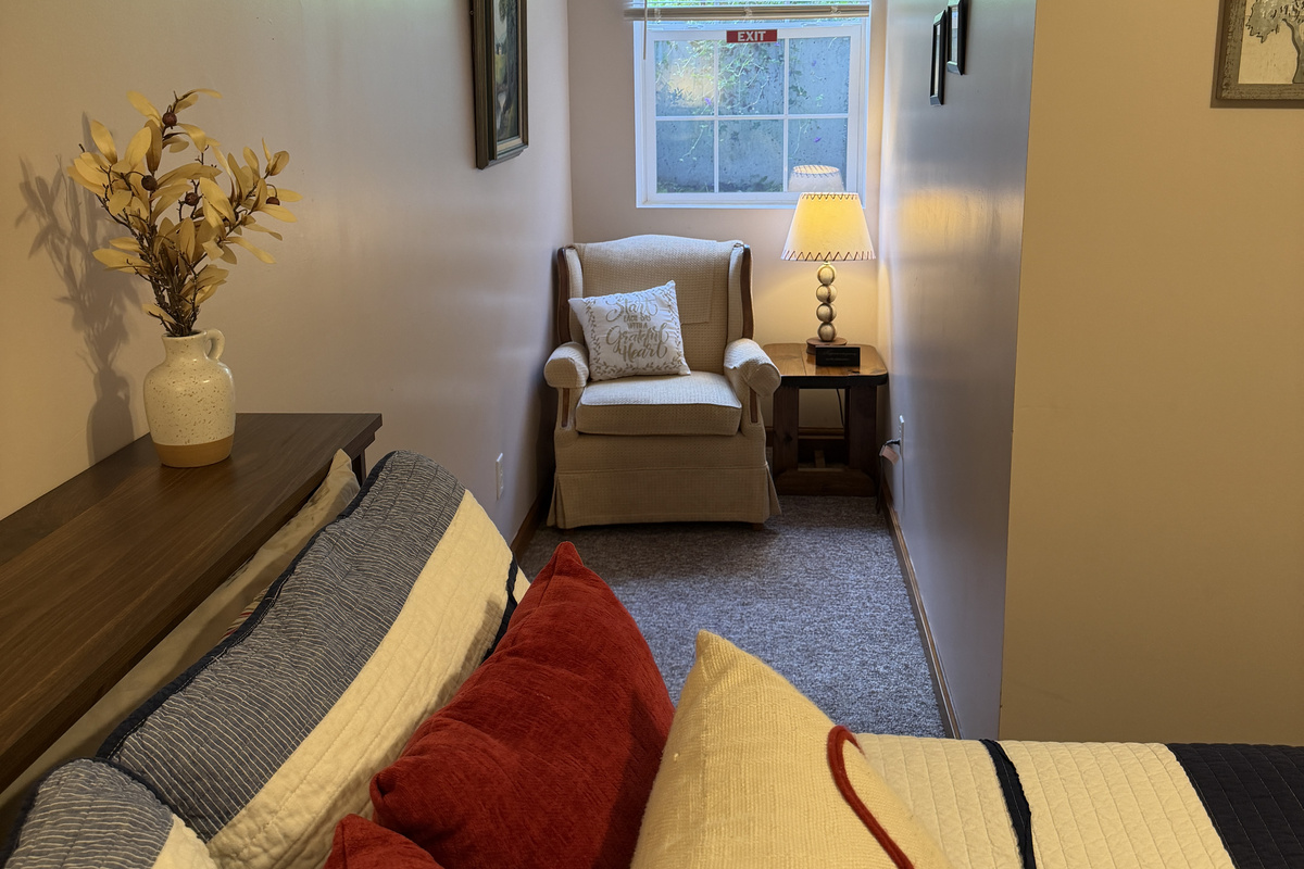 Queen bedroom and reading nook