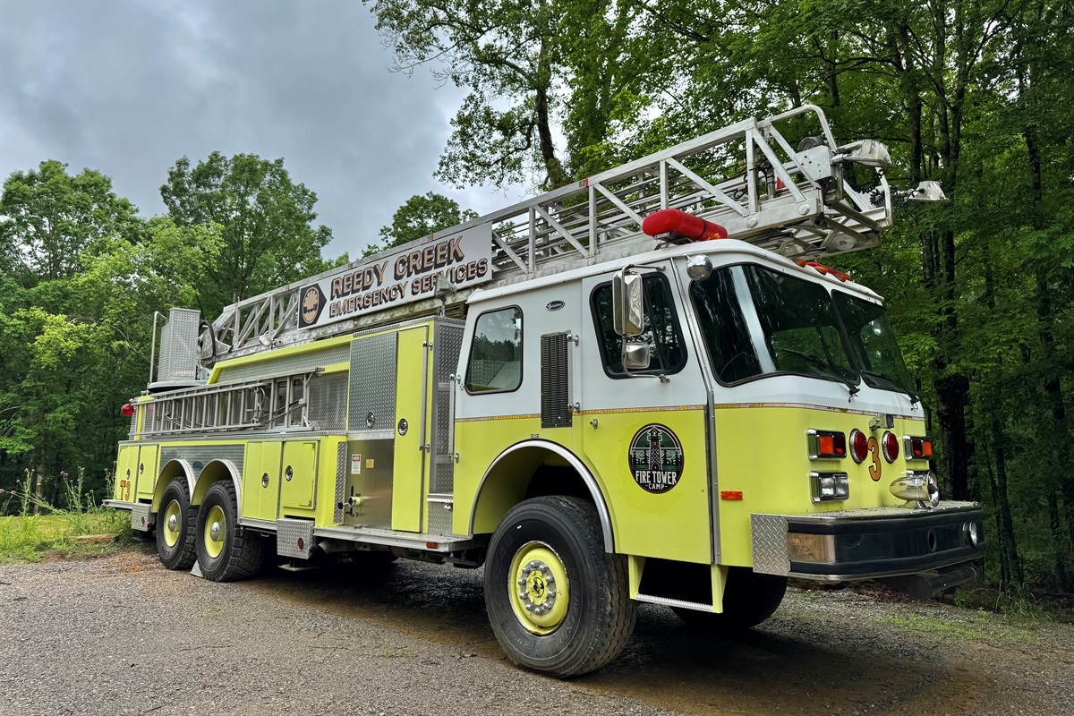 See a real live fire truck - formerly in service at Disneyworld we use on the property!