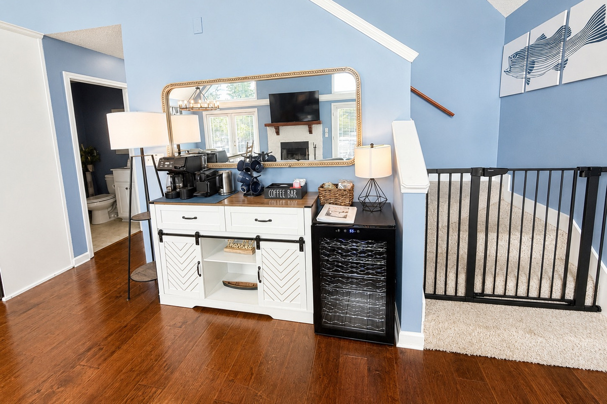 Cozy coffee station with essential supplies