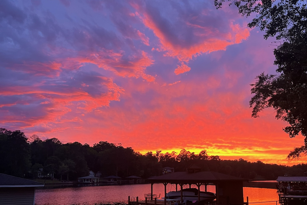 Stunning sunset views over the peaceful lake