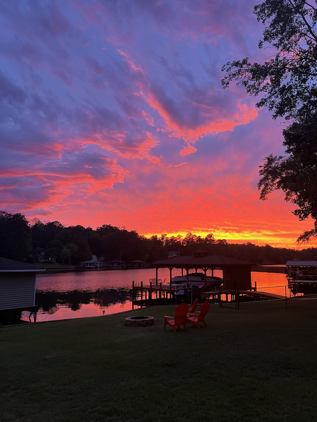 Stunning sunset views over the peaceful lake