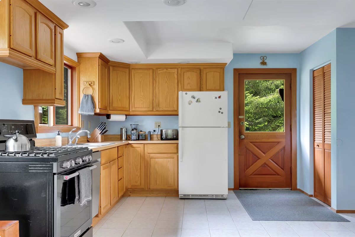 Our full kitchen has all the essentials you'll need during your stay