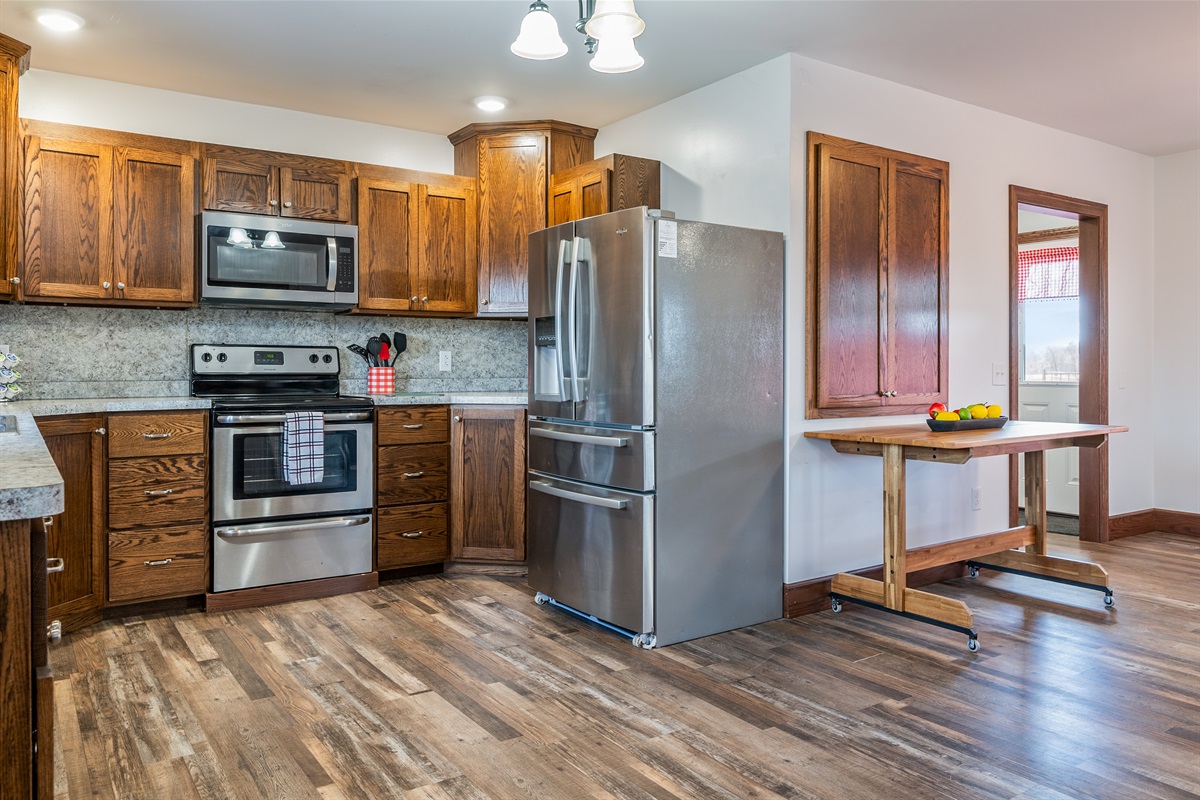 Modern kitchen with ample counter space and open layout for easy meal prep.