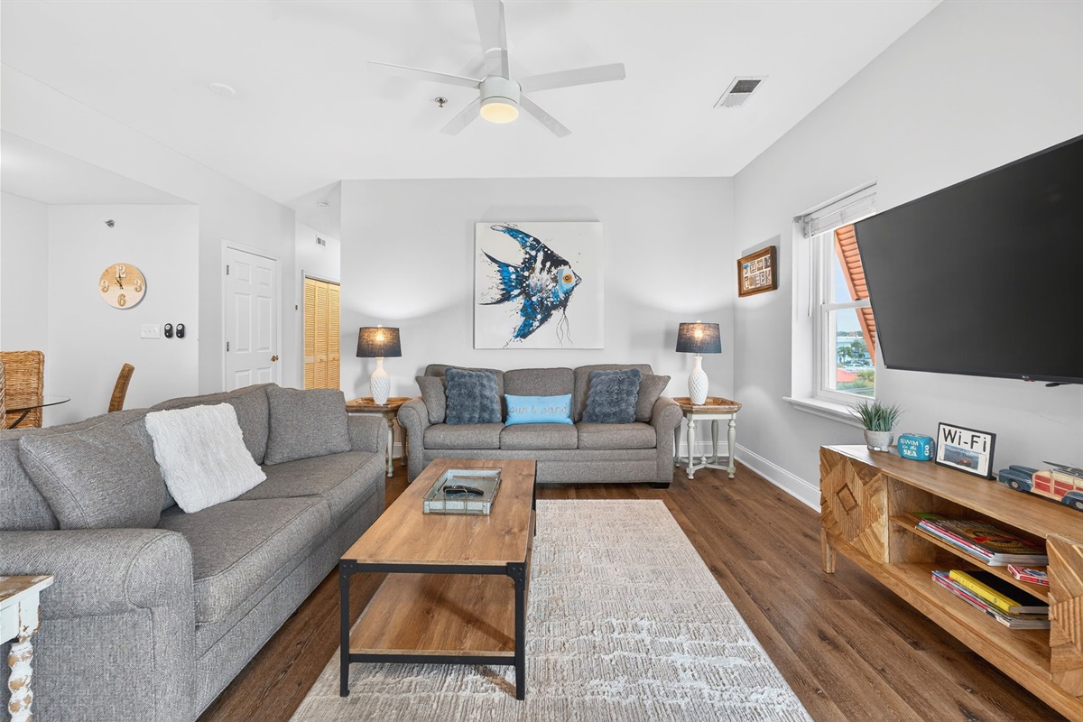 Living Room | Crescent Moon, 301 Oceanview | Isle of Palms, SC | IOP Escapes Vacation Rentals