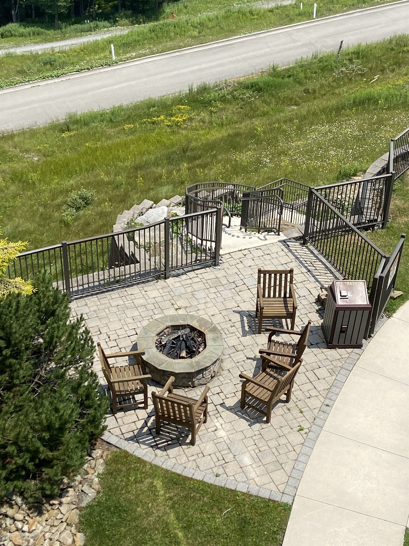 View of the fire pit from our balcony.