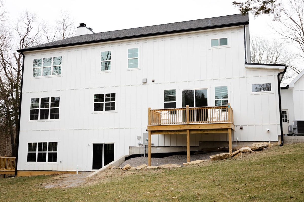 The master bedroom has its own private deck, and each dawn and dusk, you're likely to see about a dozen deer, or even a flock of wild turkey!