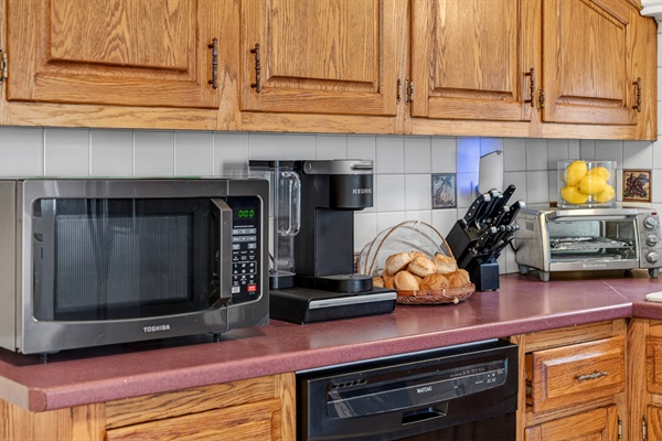 Well-equipped kitchen perfect for everything from a cozy morning coffee to quick meals and home-cooked favorites.
