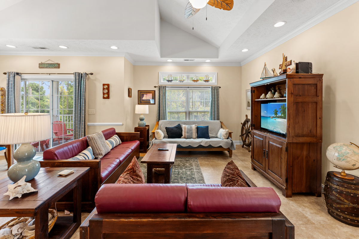Family Room w/ vaulted ceilings