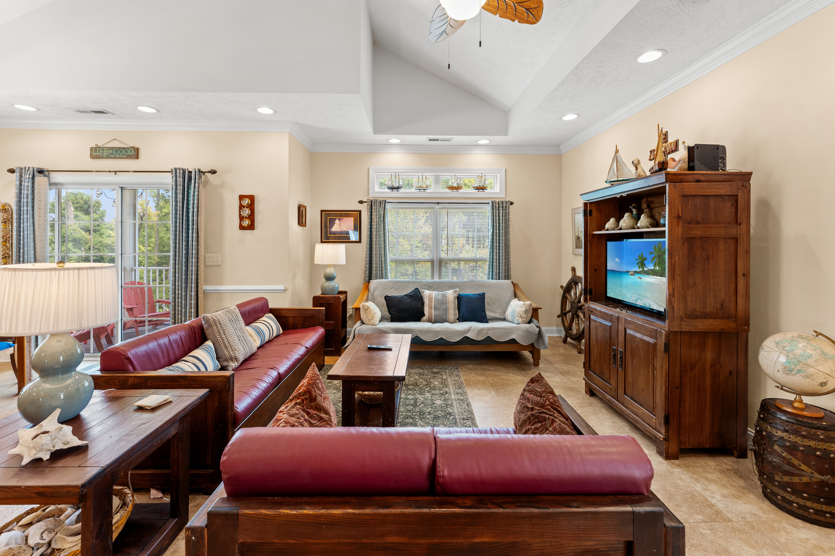 Family Room w/ vaulted ceilings