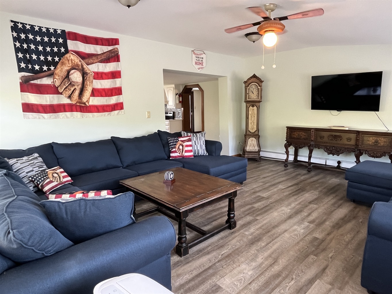 Roudtripper upon entry you walk into the first of two large living rooms, with large smart TVs.