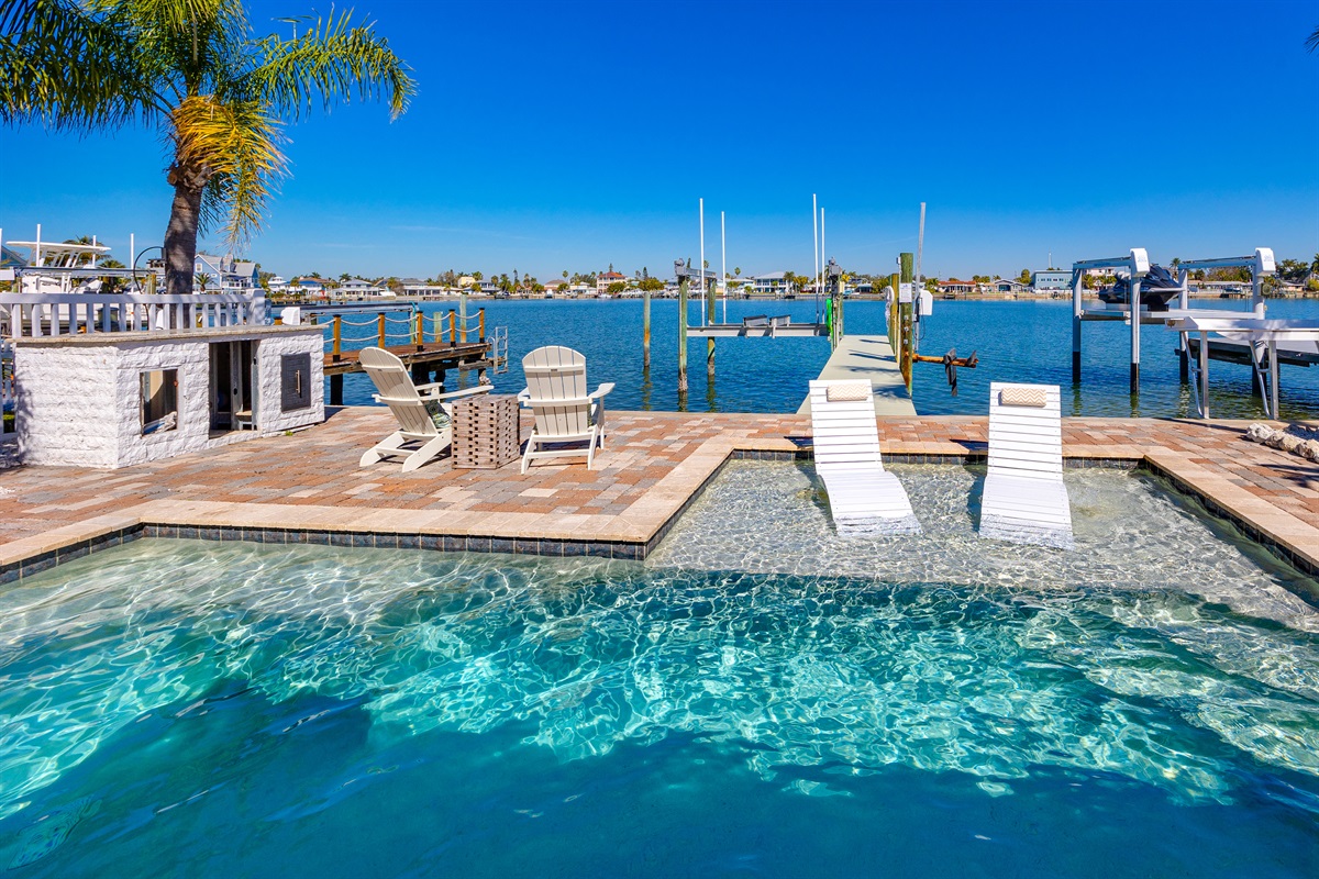 enjoy the pool with a beautiful view of the water!