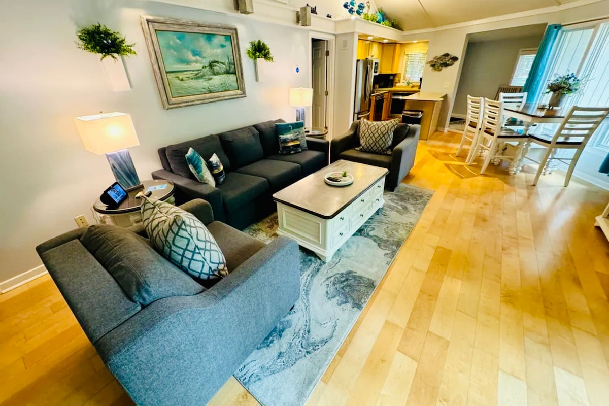 Living room with leather sofa