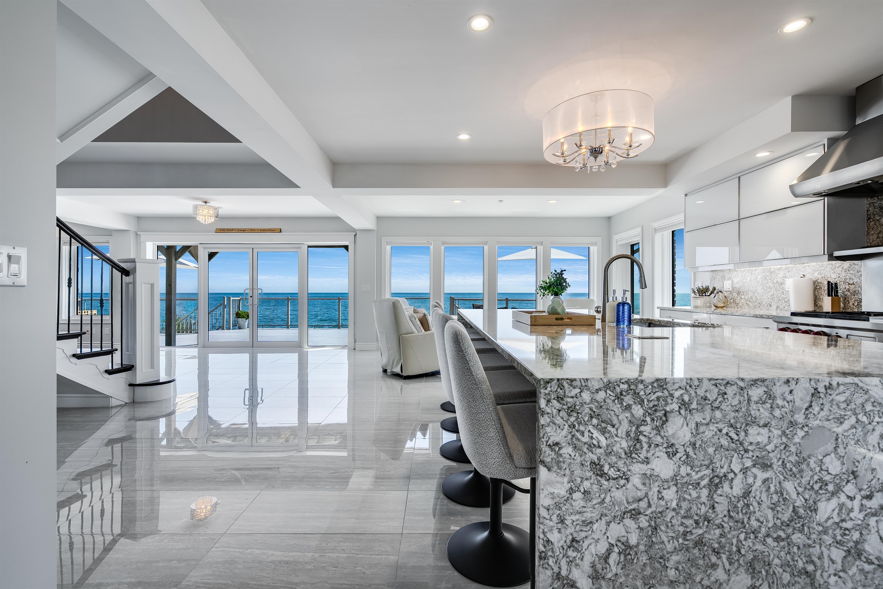 Gatherings framed by coastal vistas.