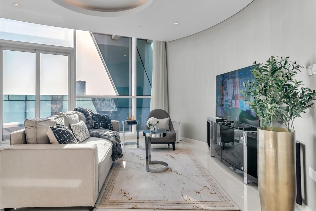 Living room with TV and console Xbox series X