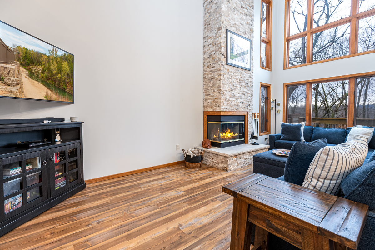 Kick off your shoes, build a roaring fire, and relax with friends and family on this HUGE sectional sofa.