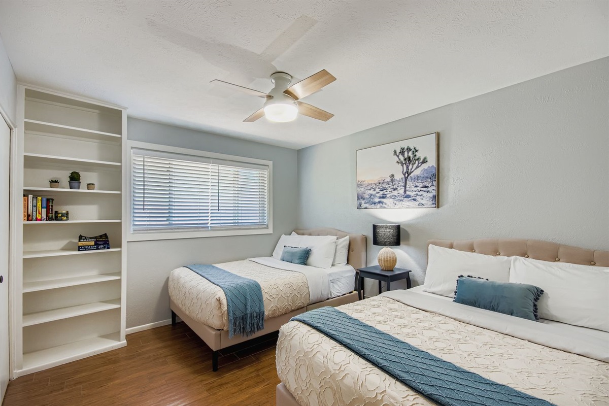 2 Comfy Full Sized Beds with a Makeup Vanity