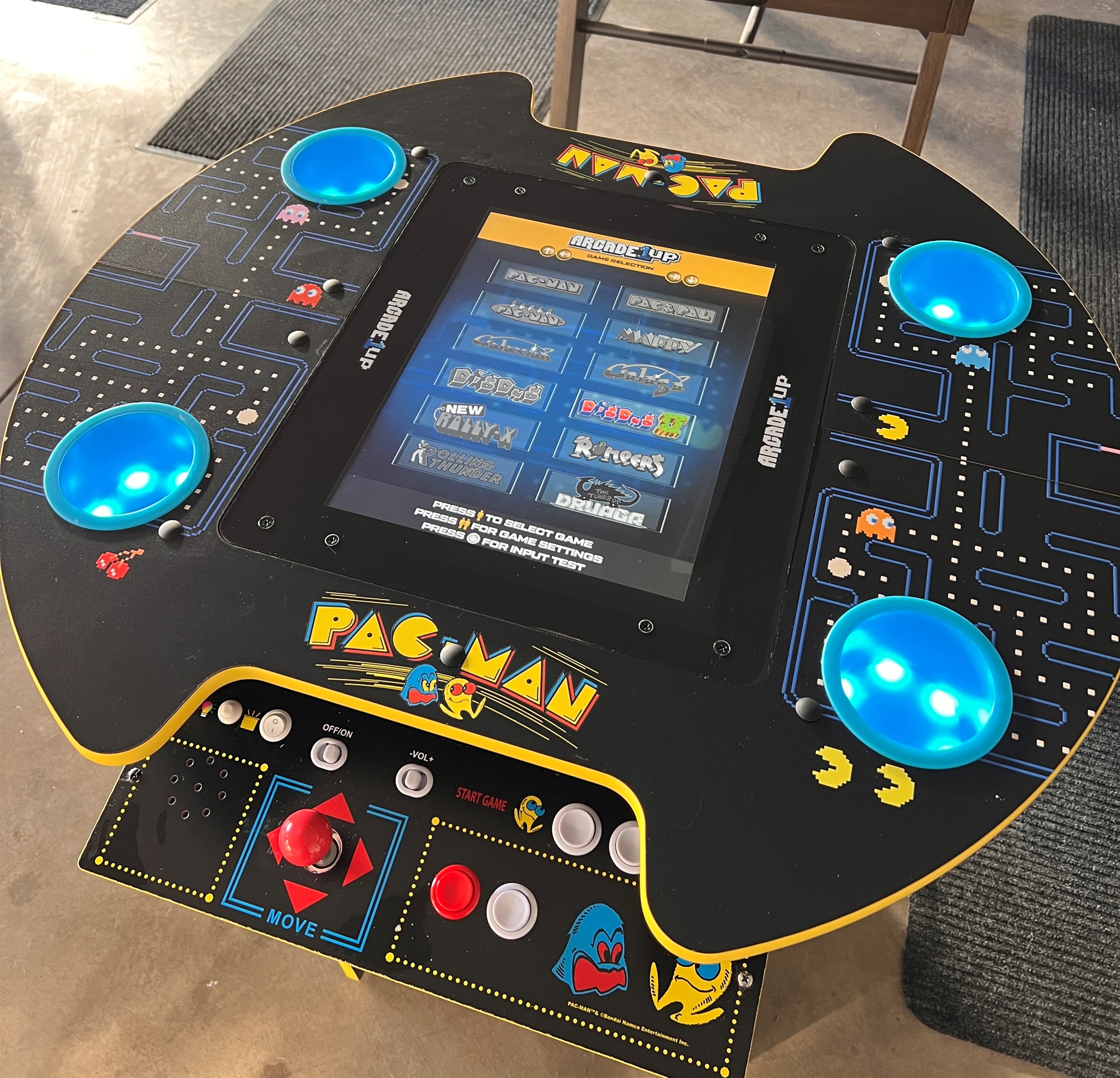 Game on!  Show the kid's who's boss.  Pac Man, Dig Dug, Galaga and more are ready for the rivalries!