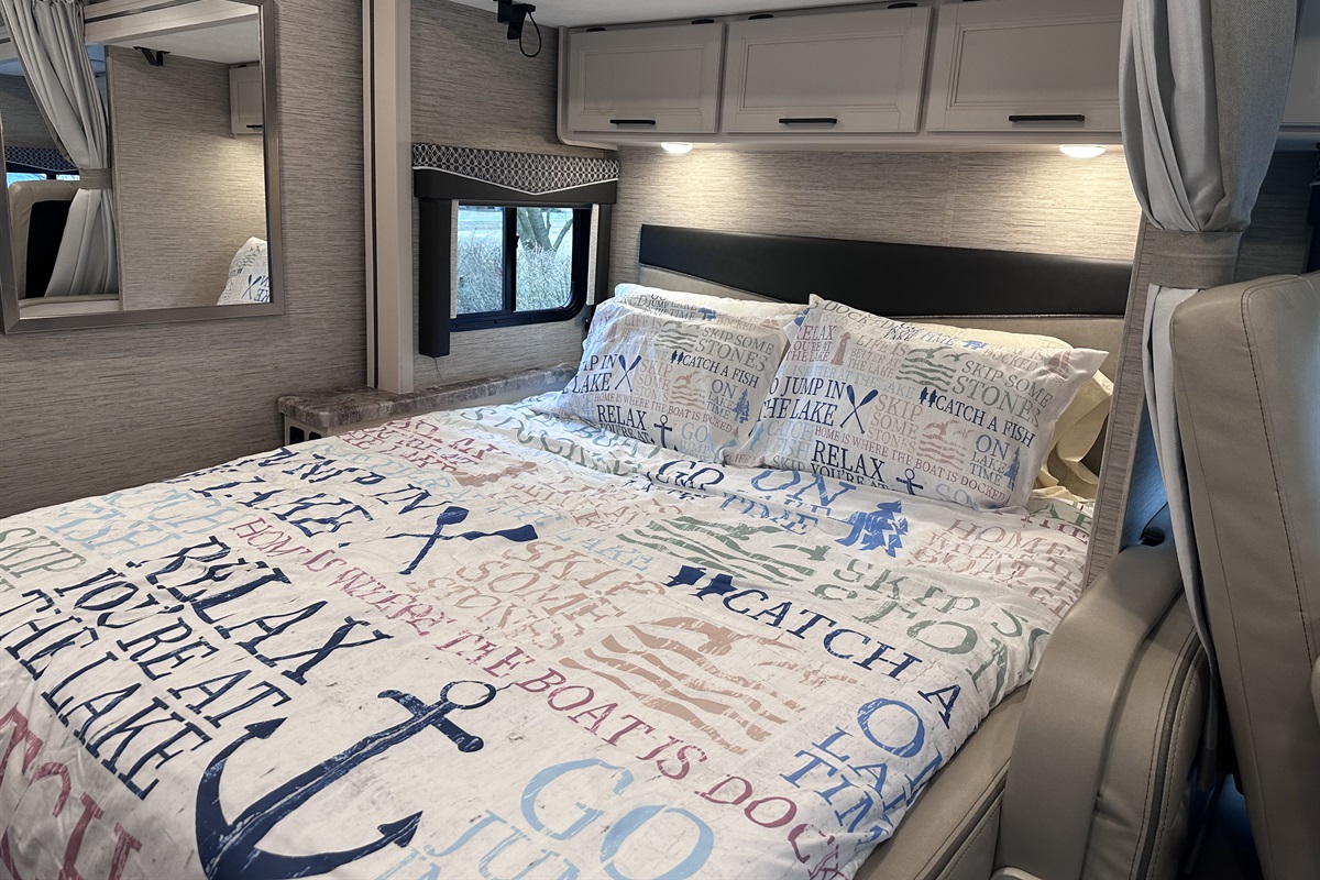 View of spacious bed