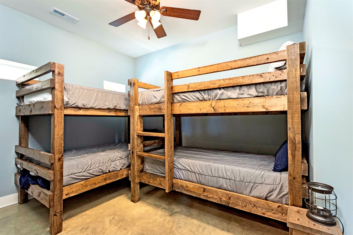 Downstairs, 2 bunk beds consisting of 4 Twin XL beds.