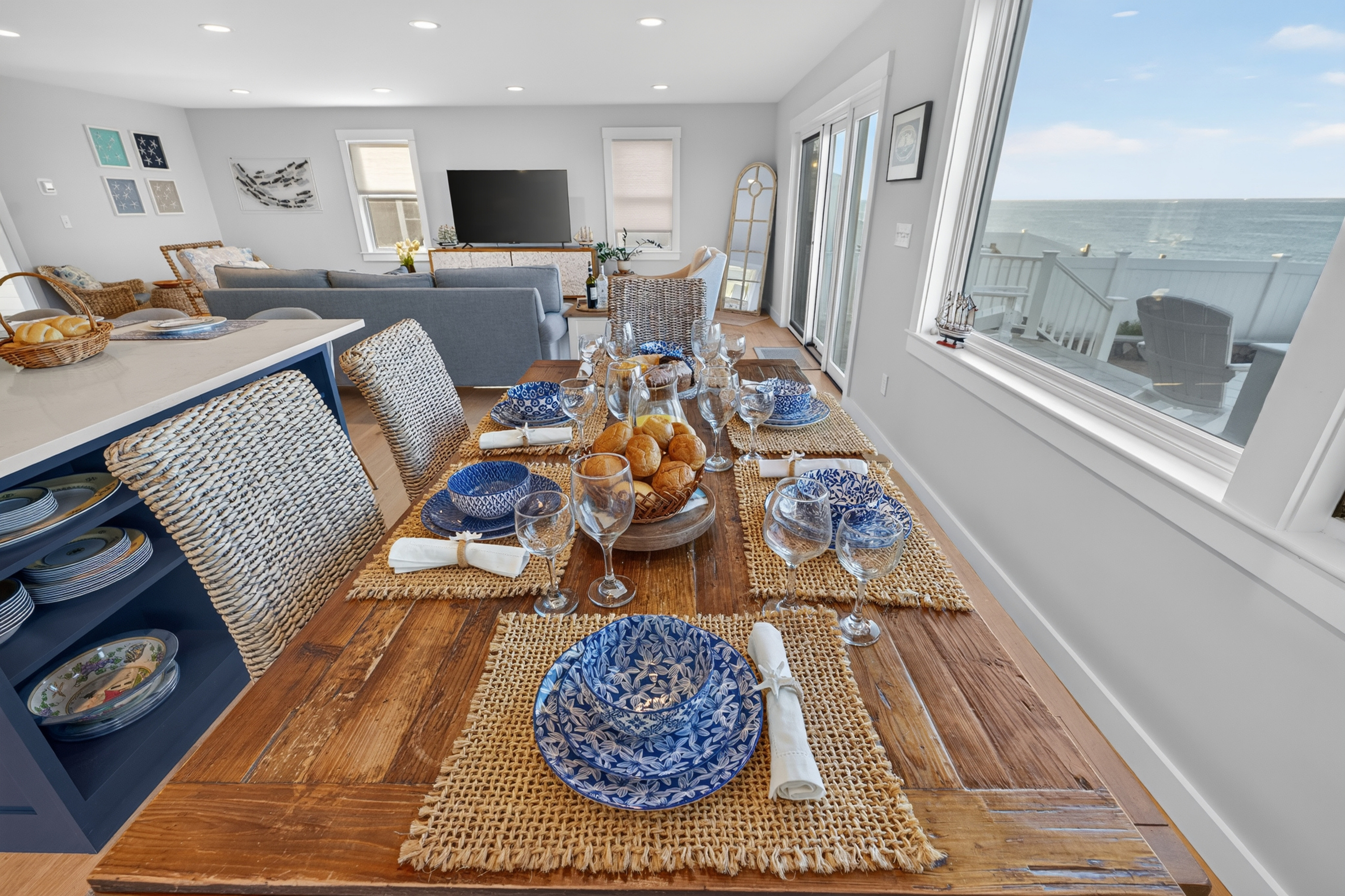 Spacious dining area seamlessly connected to the kitchen and living room