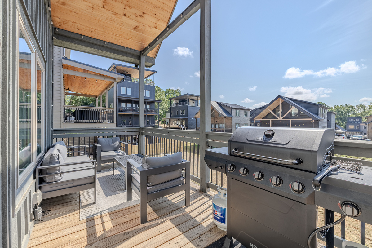 Enjoy open views across the resort, while grilling and relaxing