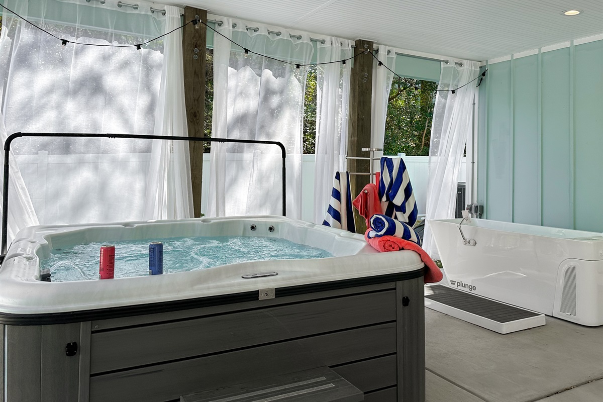 Take turns dipping in the spa and the cold plunge.