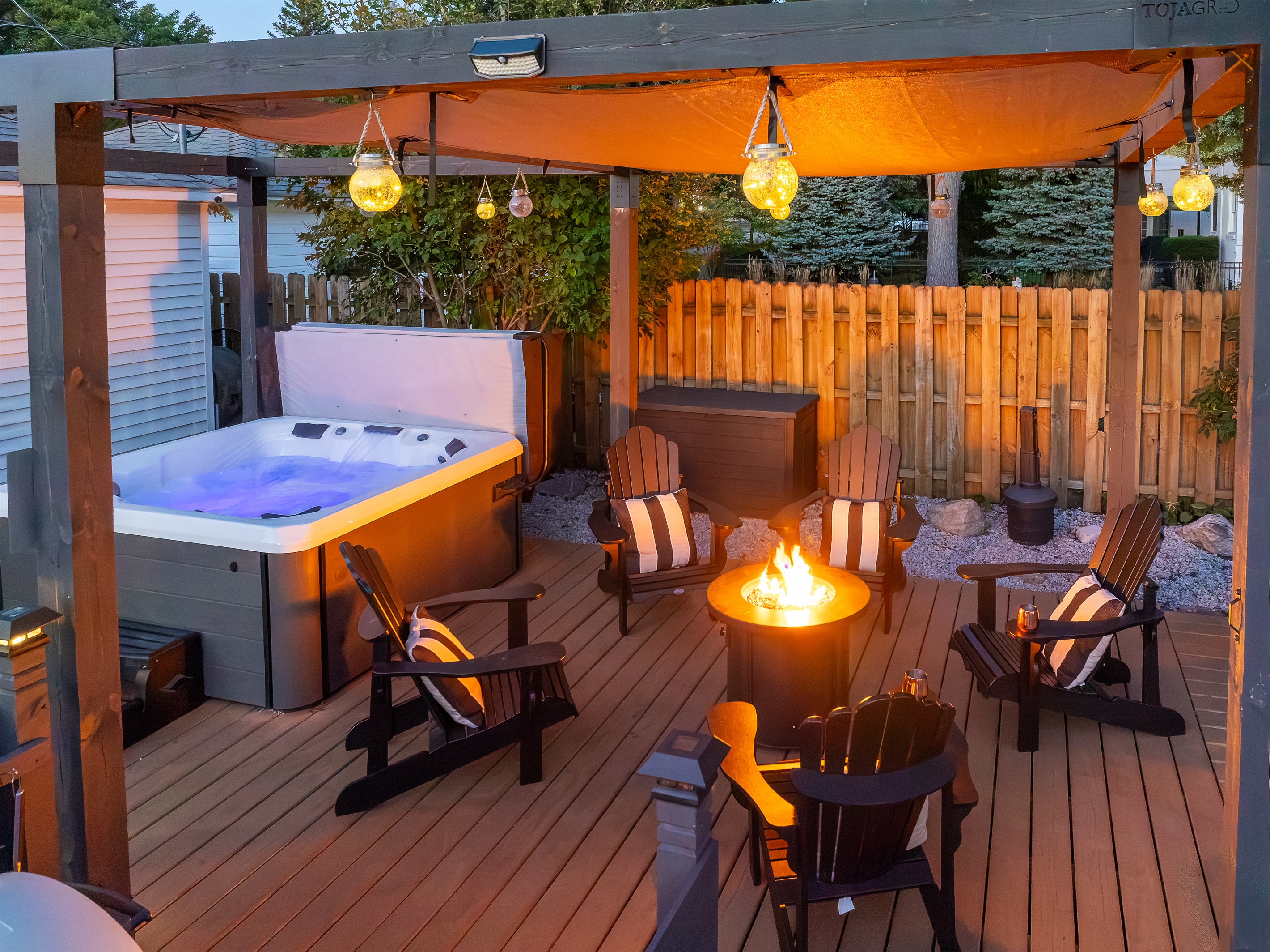 Fire pit and hot tub