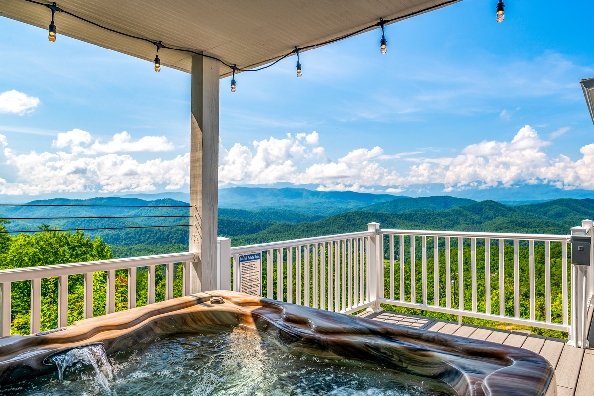 Relax in the hot tub after a long day of hiking.