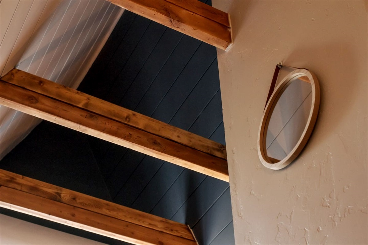 Upstairs Vaulted Ceilings with Exposed Beams