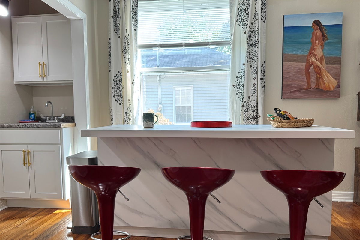 Sit at the island in these fun bar stools and drink your coffee.