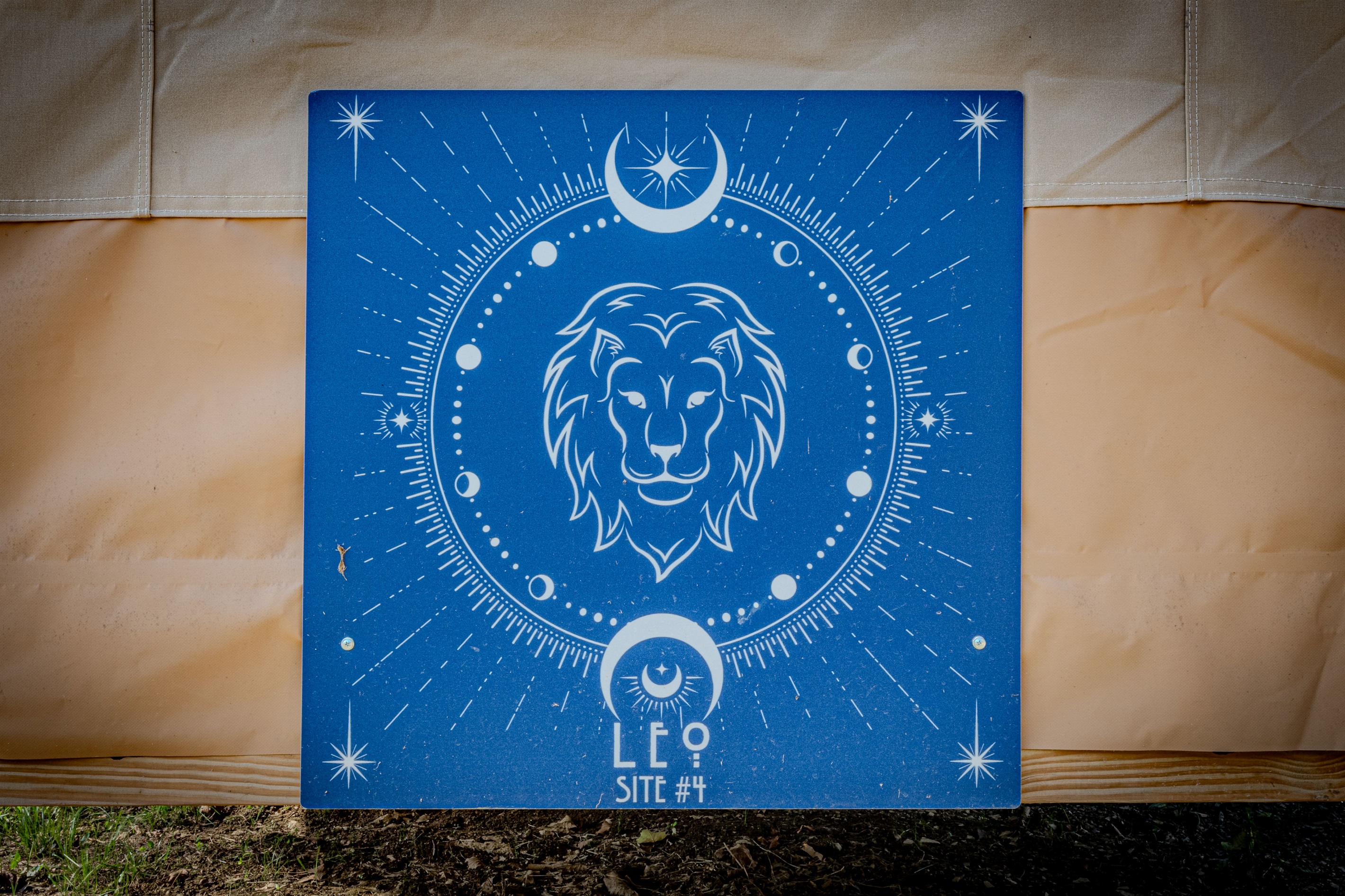 When you see this sign on the back of the tent, you'll know you've arrived.