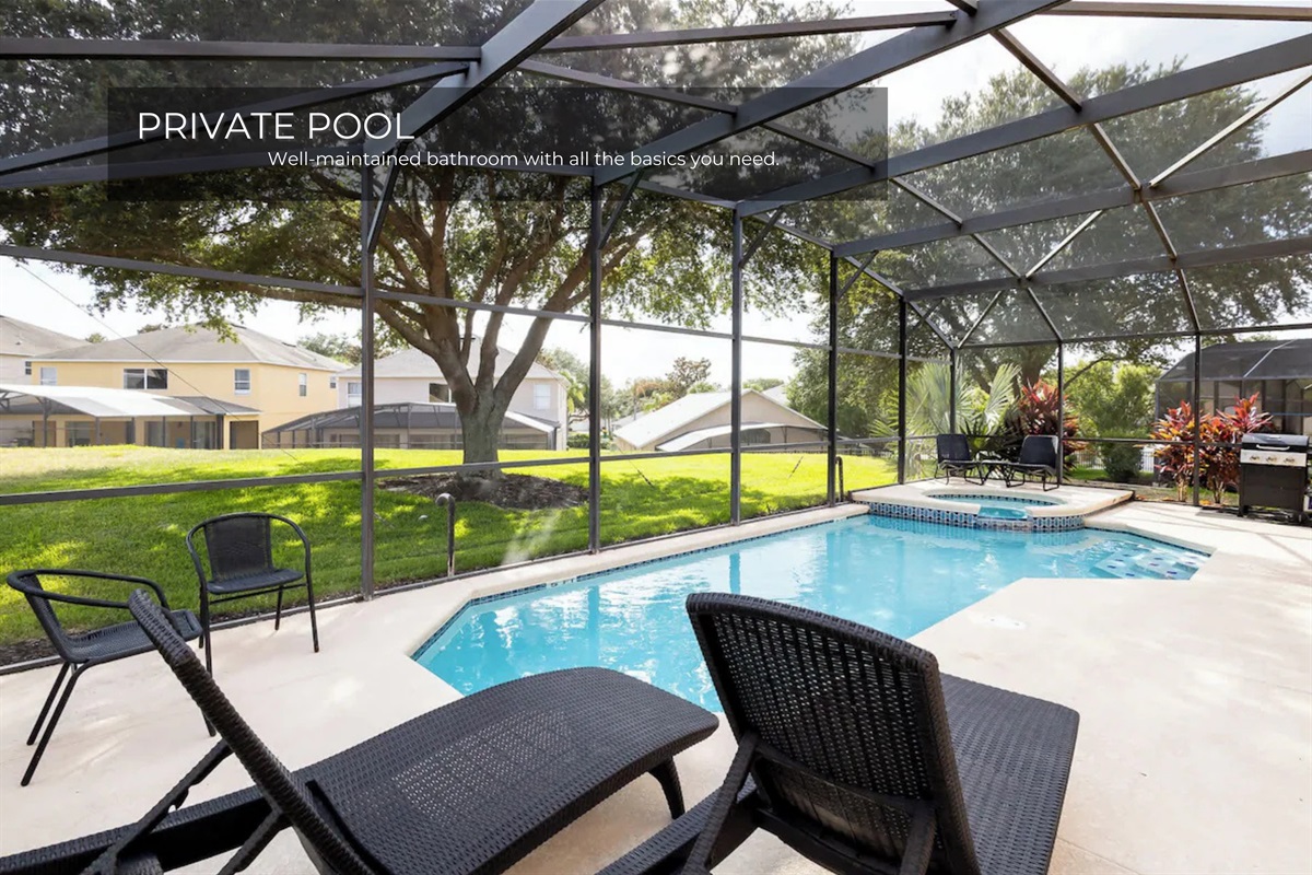 Enjoy sunny days and refreshing swims in the private pool.