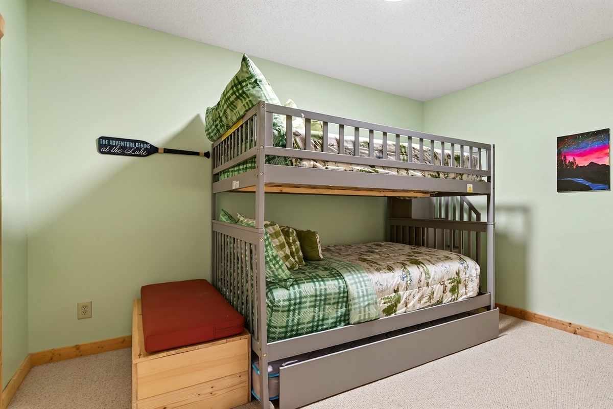 These queen bunks can sleep up to 4. Perfect for teens or kids!