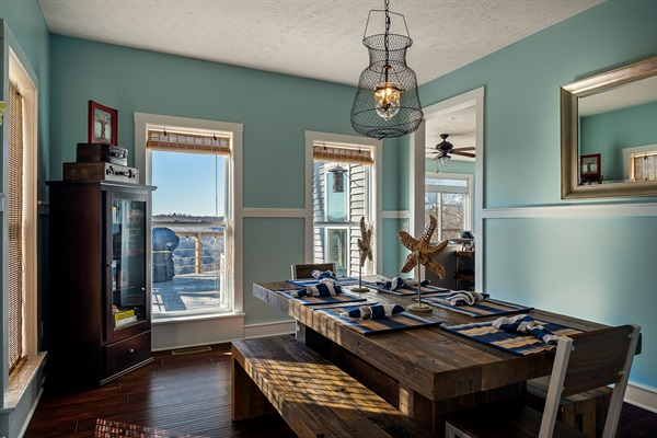 Quite dining room for meals and board games