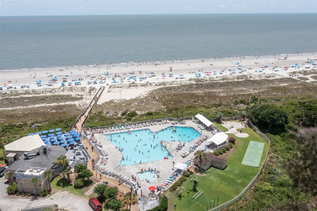 Largest Ocean front pool on Hilton Head Island. A large section of this pool is only 3 feet deep. Perfect for families!