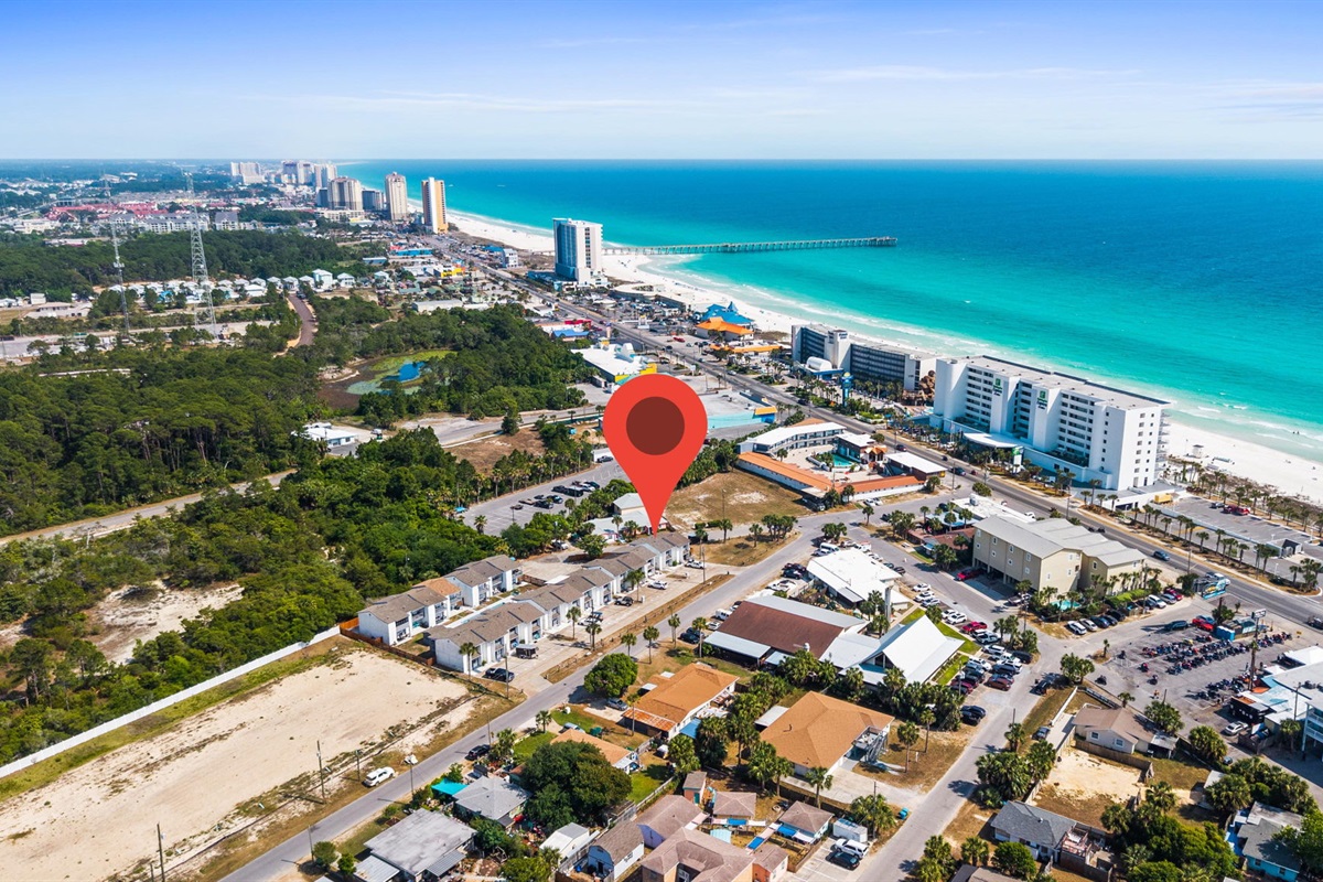 Aerial of Complex, Amenities, and Beach