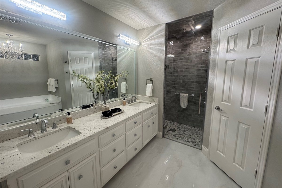 Primary Bathroom with Jacuzzi Tub and Walk-in Shower