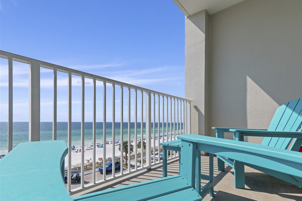 Comfortable Adirondack chairs in balcony