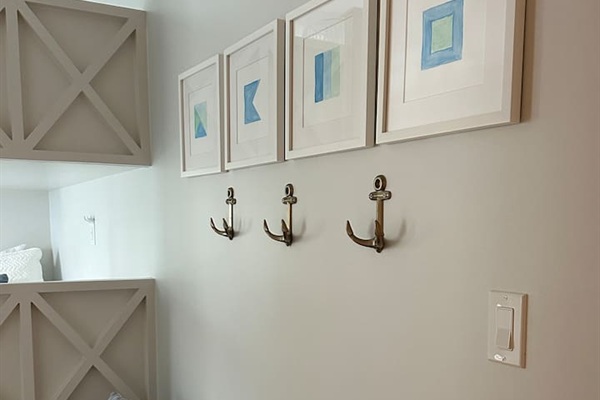 Spacious 2nd level twins over queens bunk room with full ensuite bathroom, tiled shower with tub, and a large vanity.