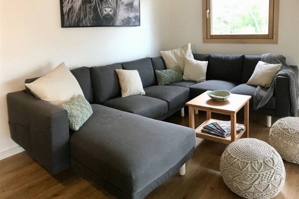 Couch in open-plan living area