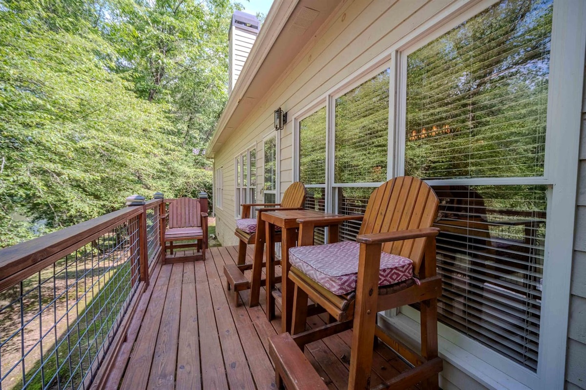 Deck overlooking backyard and Cartecay River