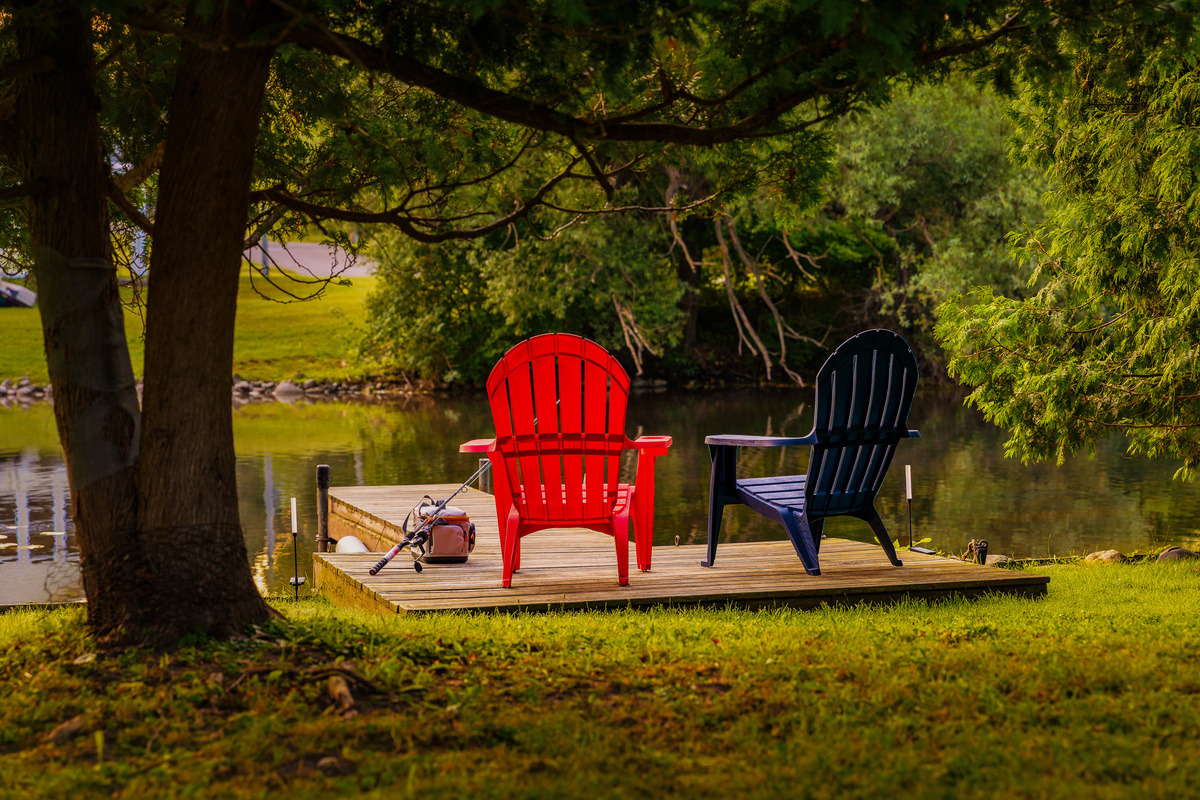 Relax with your morning coffee while fishing the river